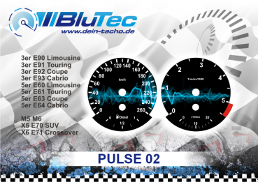 Tachoscheiben Modellreihe BMW E60-E64, E70-E71, E90-E93 6 Zylinder - PULSE EDITION