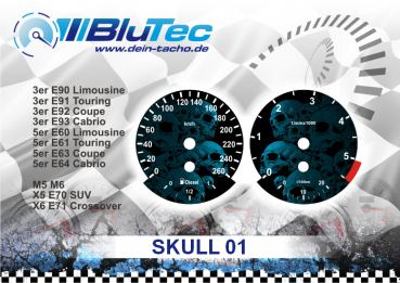 Speedometer Dials series for BMW E60-E64, E70-E71, E90-E93 6 Zylinder - SKULL EDITION