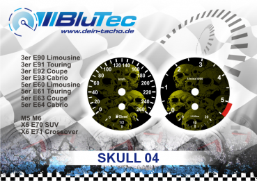 Tachoscheiben Modellreihe BMW E60-E64, E70-E71, E90-E93 6 Zylinder - SKULL EDITION