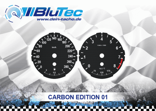 Tachoscheiben Modellreihe BMW E60-E64, E70-E71, E90-E93 4 Zylinder - Carbon Edition